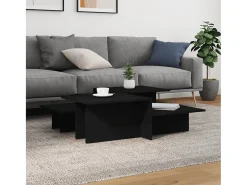 Mesa De Centro* 2 pcs Mesas de centro | Mesa de apoio | Mesa de café derivados de madeira Preto