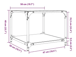 2 pcs Mesas de centro | Mesa de apoio | Mesa de café c/ topo vidro 50x50x40cm aço^ Mesa De Centro
