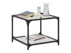 2 pcs Mesas de centro | Mesa de apoio | Mesa de café c/ topo vidro 50x50x40cm aço^ Mesa De Centro