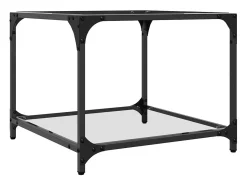 2 pcs Mesas de centro | Mesa de apoio | Mesa de café c/ topo vidro 50x50x40cm aço^ Mesa De Centro