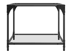 2 pcs Mesas de centro | Mesa de apoio | Mesa de café c/ topo vidro 50x50x40cm aço^ Mesa De Centro