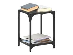 Mesa De Centro| 2 pcs Mesas de centro | Mesa de apoio | Mesa de café c/ topo em vidro 30x30x40 cm aço Preto