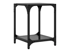Mesa De Centro| 2 pcs Mesas de centro | Mesa de apoio | Mesa de café c/ topo em vidro 30x30x40 cm aço Preto