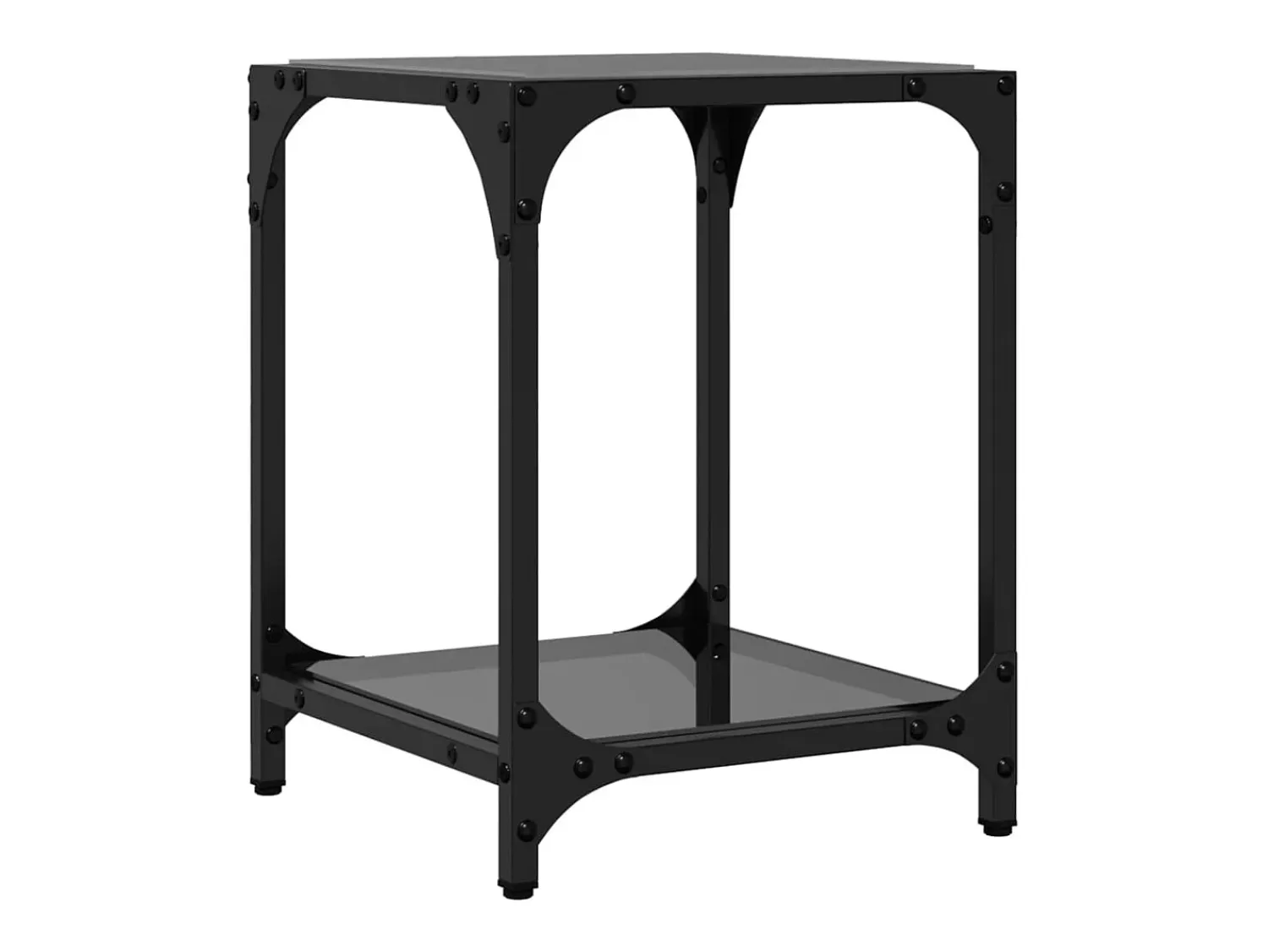 Mesa De Centro| 2 pcs Mesas de centro | Mesa de apoio | Mesa de café c/ topo em vidro 30x30x40 cm aço Preto