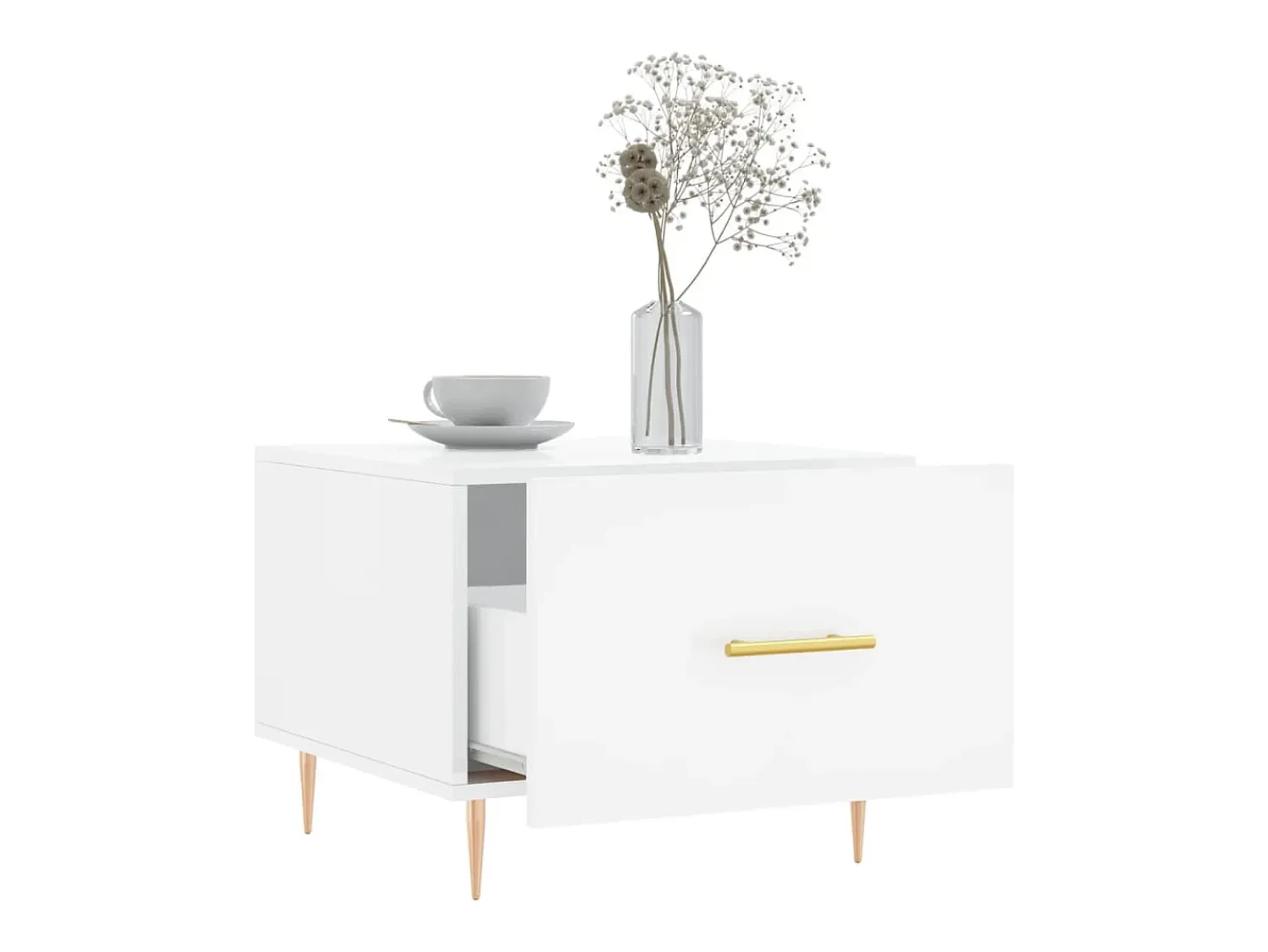 Sale 2 pcs Mesas de centro | Mesa de apoio | Mesa de café 50x50x40 cm brilhante Branco