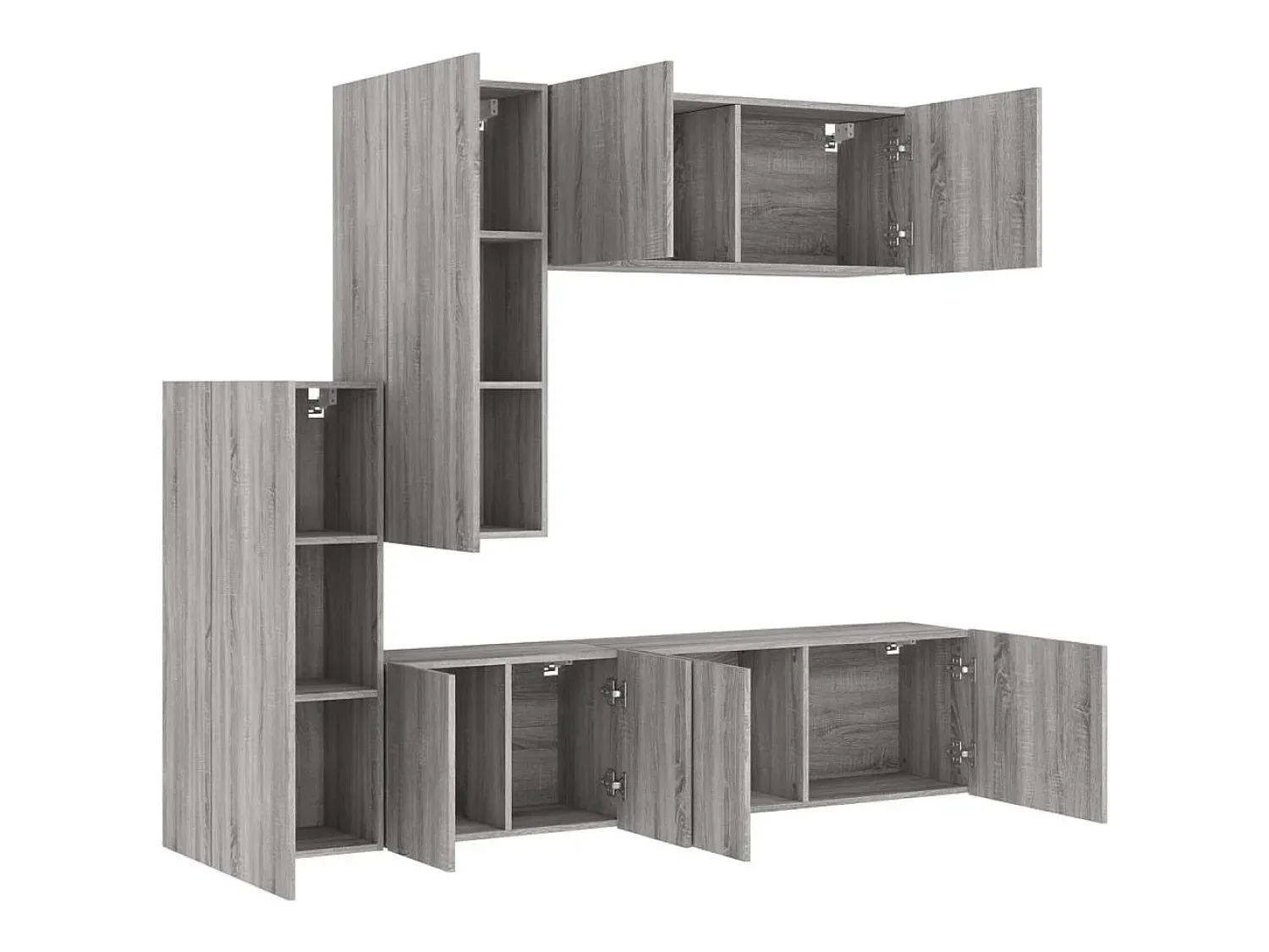 Online vidaxl 5 pcs móveis de parede p/ TV derivados de madeira cinza sonoma Cinzento