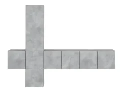 Móvel De Tv| 5 pcs móveis de parede p/ TV derivados de madeira cinza cimento PT519288 Cinzento