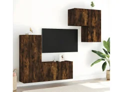 Sale 4 pcs móveis de parede p/ TV derivados madeira carvalho fumado PT200233 Castanho