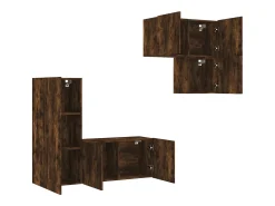 Sale 4 pcs móveis de parede p/ TV derivados madeira carvalho fumado PT200233 Castanho