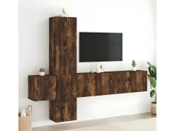 Online 5 pcs móveis de parede p/ TV derivados madeira carvalho fumado PT166001 Castanho