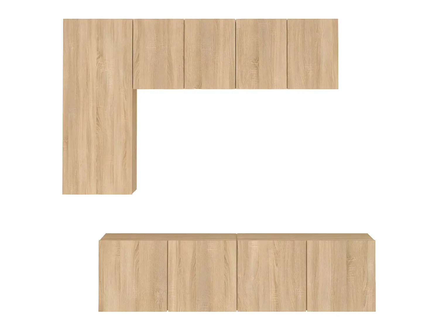 Móvel De Tv| 5 pcs móveis de parede p/ TV derivados madeira carvalho sonoma PT204784 Castanho