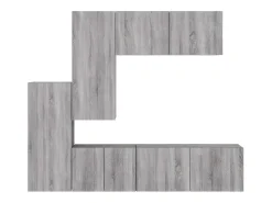 5 pcs móveis de parede p/ TV derivados de madeira cinza sonoma PT875765^ Móvel De Tv