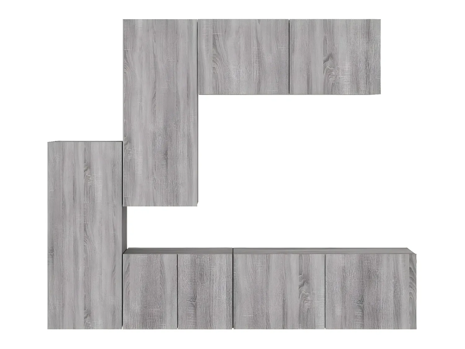 5 pcs móveis de parede p/ TV derivados de madeira cinza sonoma PT875765^ Móvel De Tv