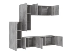 5 pcs móveis de parede p/ TV derivados de madeira cinza sonoma PT875765^ Móvel De Tv