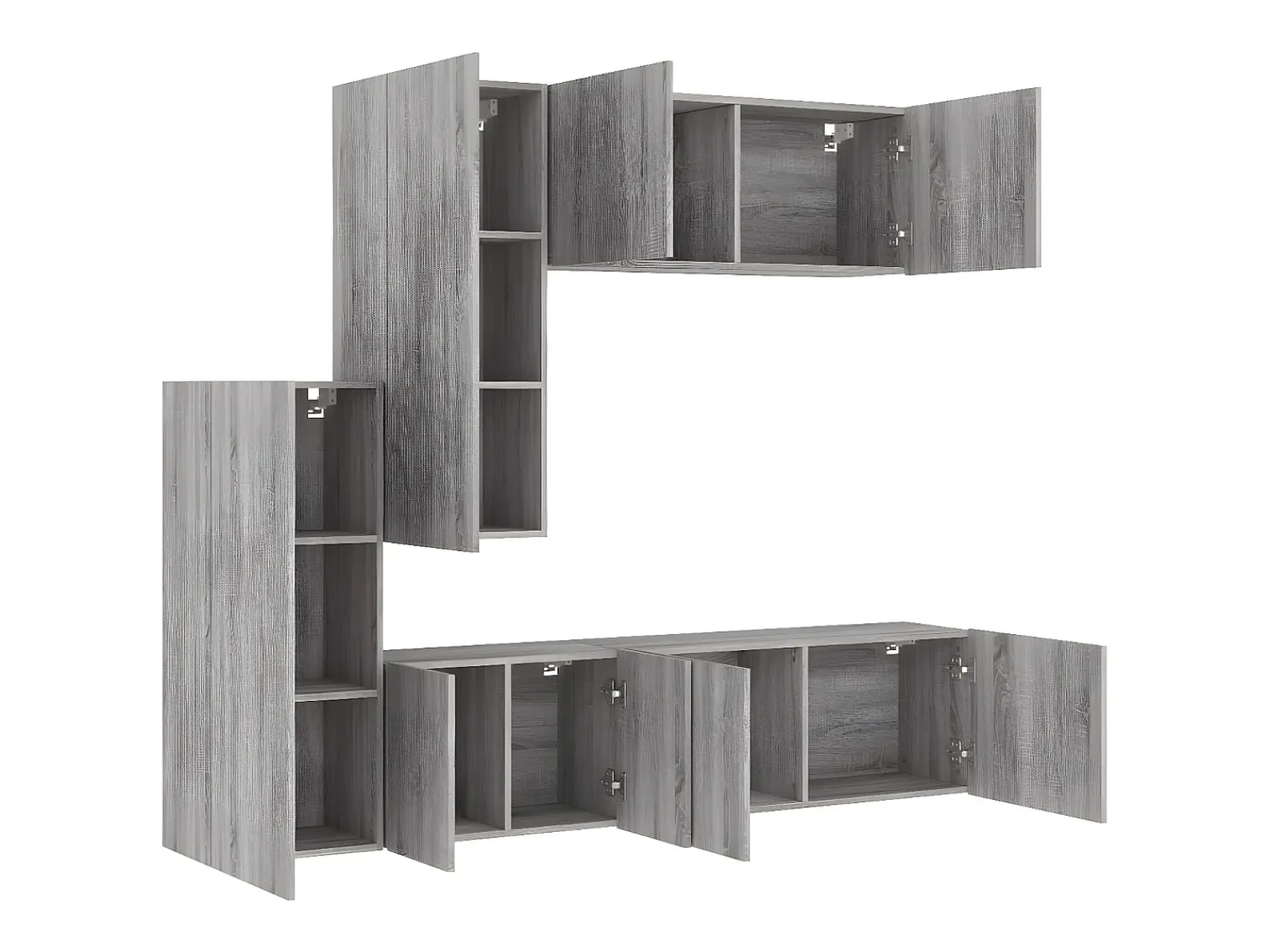 5 pcs móveis de parede p/ TV derivados de madeira cinza sonoma PT875765^ Móvel De Tv