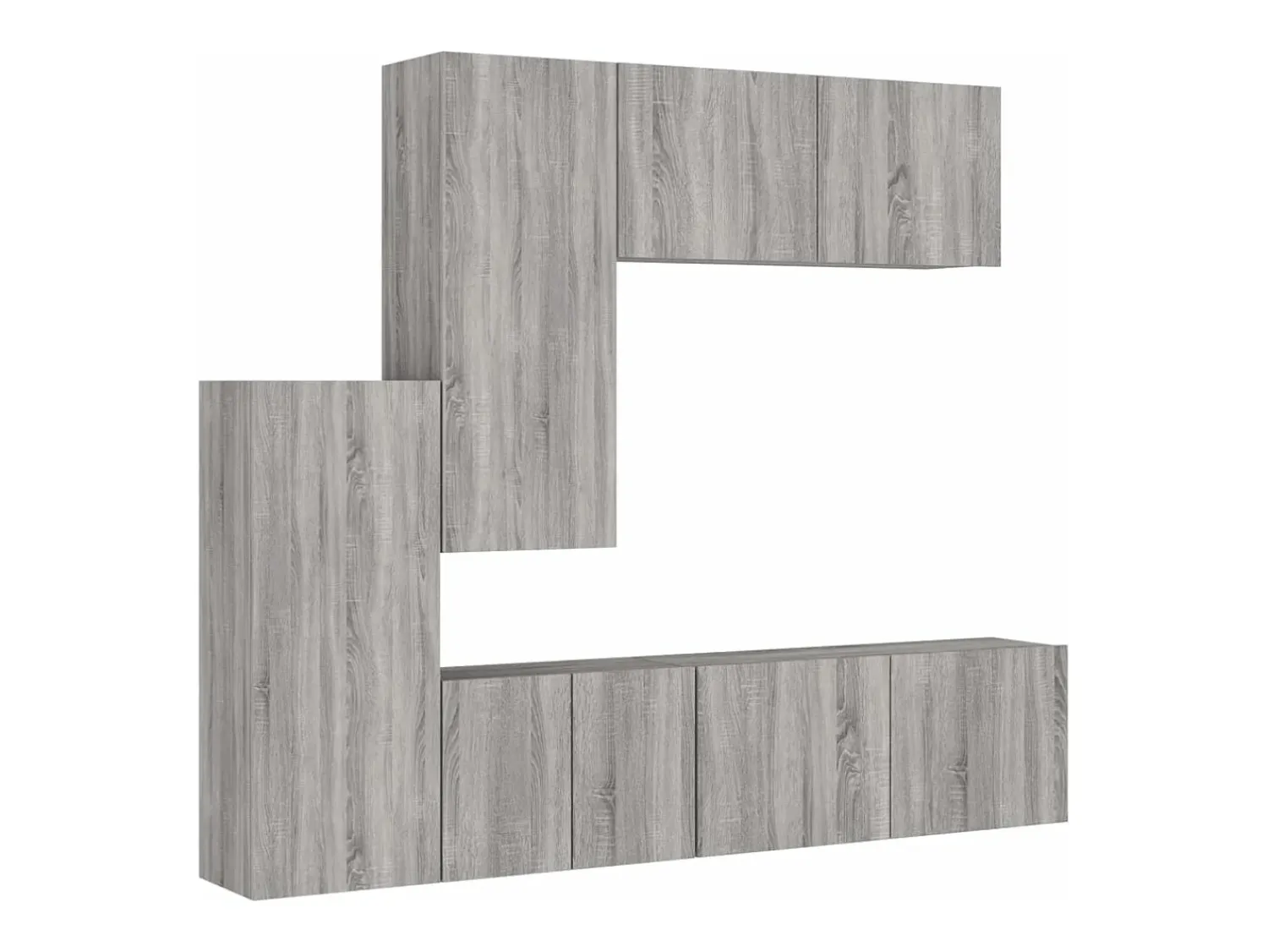 5 pcs móveis de parede p/ TV derivados de madeira cinza sonoma PT875765^ Móvel De Tv