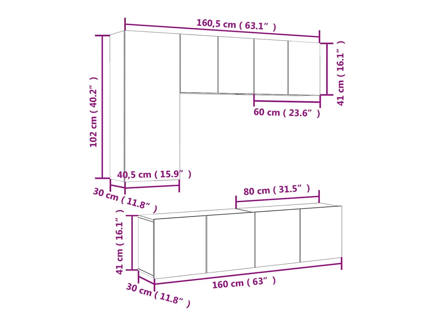 Móvel De Tv*vidaxl 5 pcs móveis de parede p/ TV derivados madeira carvalho sonoma Natural claro