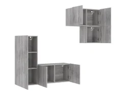 Móvel De Tv| 4 pcs móveis de parede p/ TV derivados de madeira cinza sonoma PT547626 Cinzento