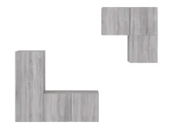Móvel De Tv| 4 pcs móveis de parede p/ TV derivados de madeira cinza sonoma PT547626 Cinzento