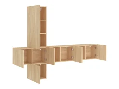 Clearance 5 pcs móveis de parede p/ TV derivados madeira carvalho sonoma PT380498 Castanho