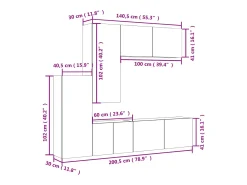 vidaxl 5 pcs móveis de parede p/ TV derivados de madeira^ Móvel De Tv
