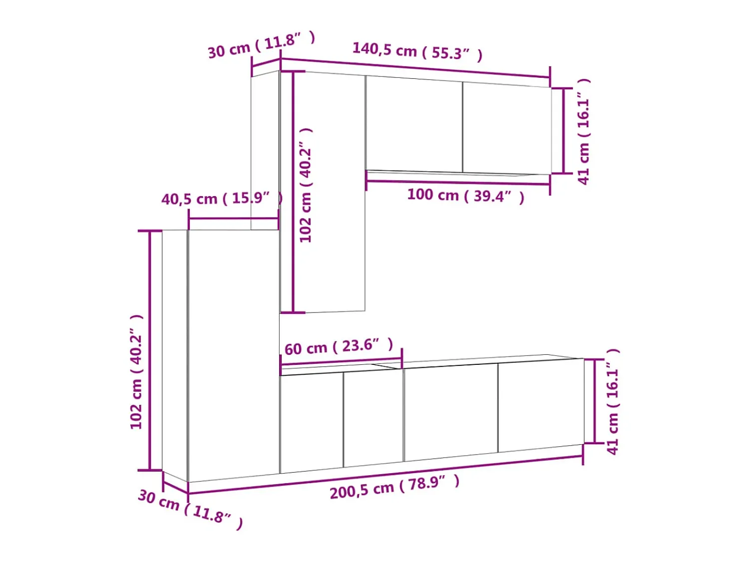 vidaxl 5 pcs móveis de parede p/ TV derivados de madeira^ Móvel De Tv