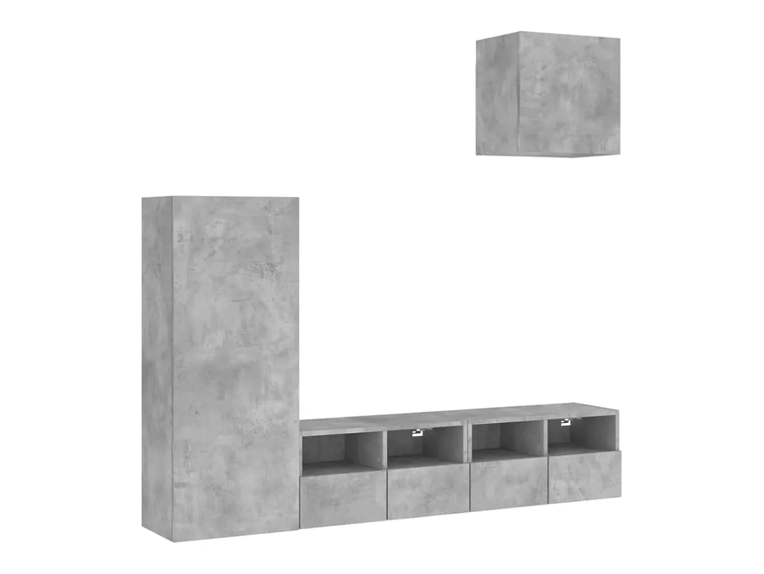 Móvel De Tv* 4 pcs móveis de parede p/ TV derivados de madeira cinza cimento PT627936 Cinzento