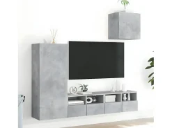 Móvel De Tv* 4 pcs móveis de parede p/ TV derivados de madeira cinza cimento PT627936 Cinzento