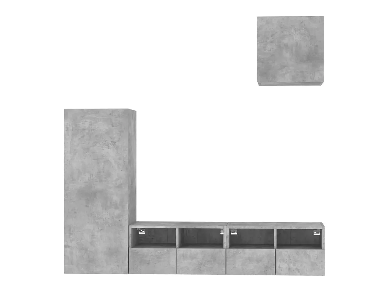 Móvel De Tv* 4 pcs móveis de parede p/ TV derivados de madeira cinza cimento PT627936 Cinzento
