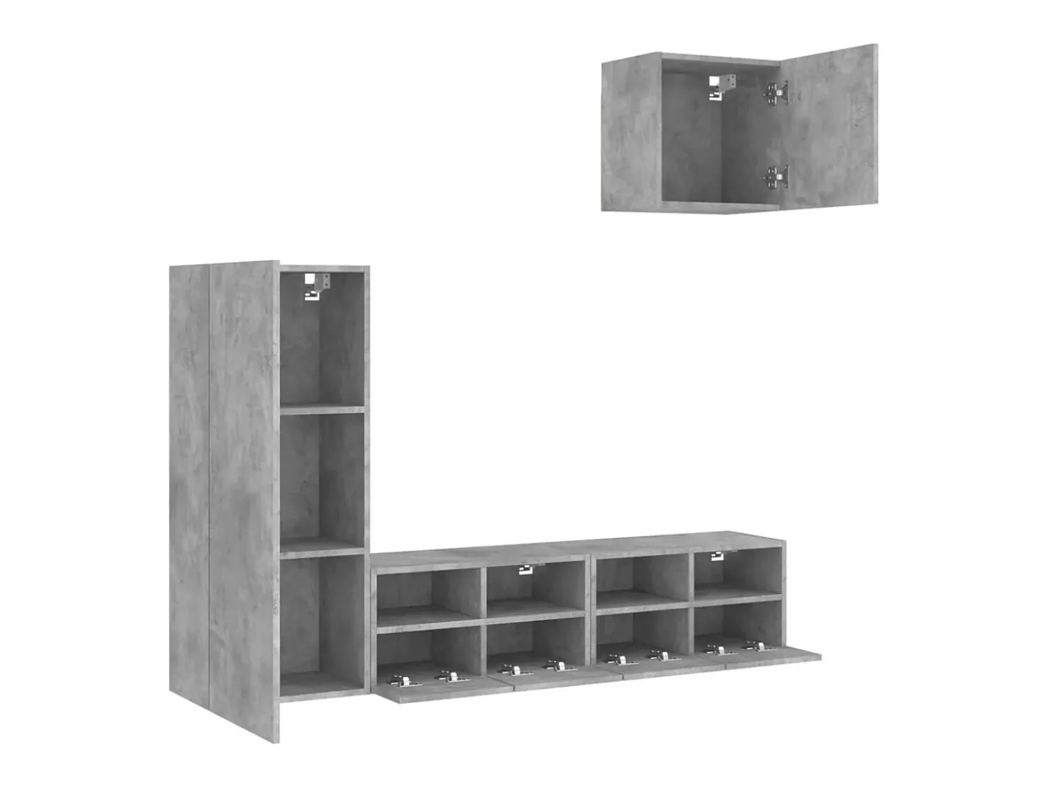 Móvel De Tv* 4 pcs móveis de parede p/ TV derivados de madeira cinza cimento PT627936 Cinzento