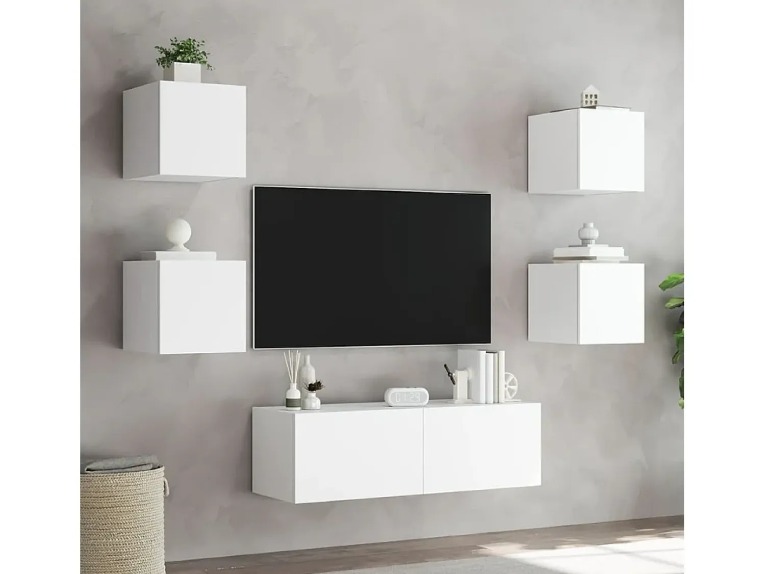 5 pcs móveis de parede para TV com luzes LED PT298657^ Móvel De Tv