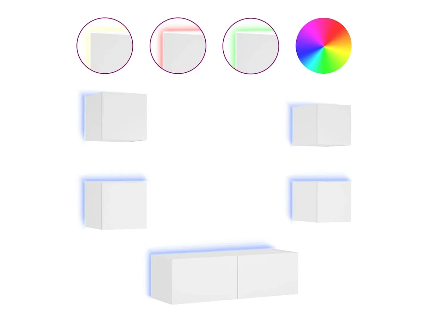 5 pcs móveis de parede para TV com luzes LED PT298657^ Móvel De Tv