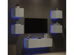 5 pcs móveis de parede para TV com luzes LED PT298657^ Móvel De Tv