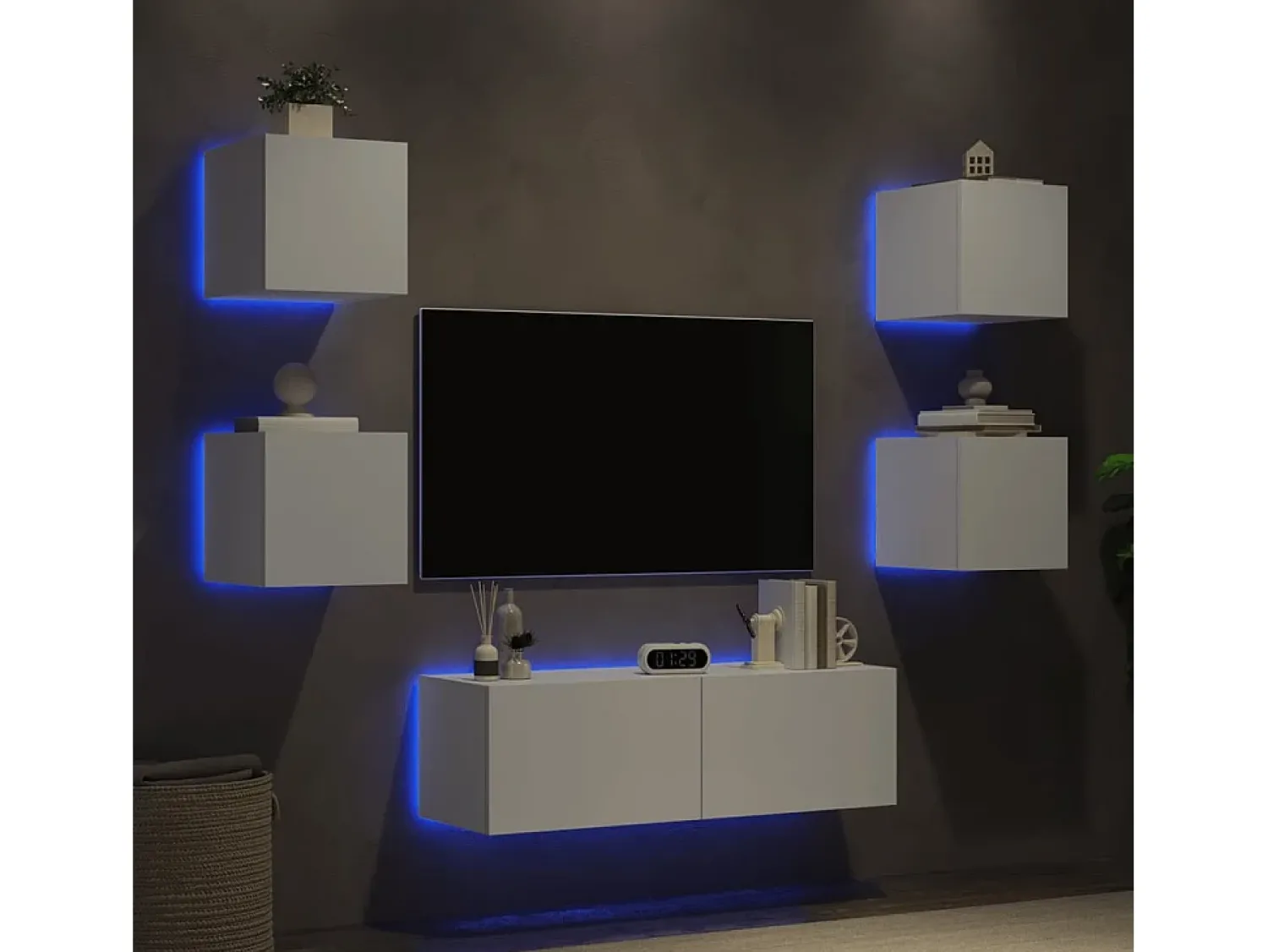 5 pcs móveis de parede para TV com luzes LED PT298657^ Móvel De Tv