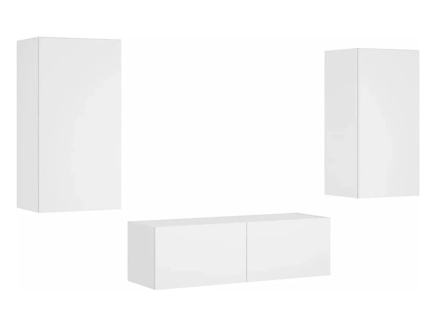 Móvel De Tv| 3 pcs móveis de parede para TV com luzes LED PT778888 Branco