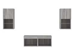 Sale vidaxl 4 pcs móveis de parede para TV com luzes LED sonoma Cinzento