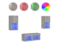 Sale vidaxl 4 pcs móveis de parede para TV com luzes LED sonoma Cinzento