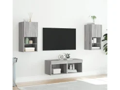 Sale vidaxl 4 pcs móveis de parede para TV com luzes LED sonoma Cinzento