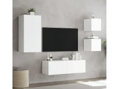 4 pcs móveis de parede para TV com luzes LED PT690198^ Móvel De Tv