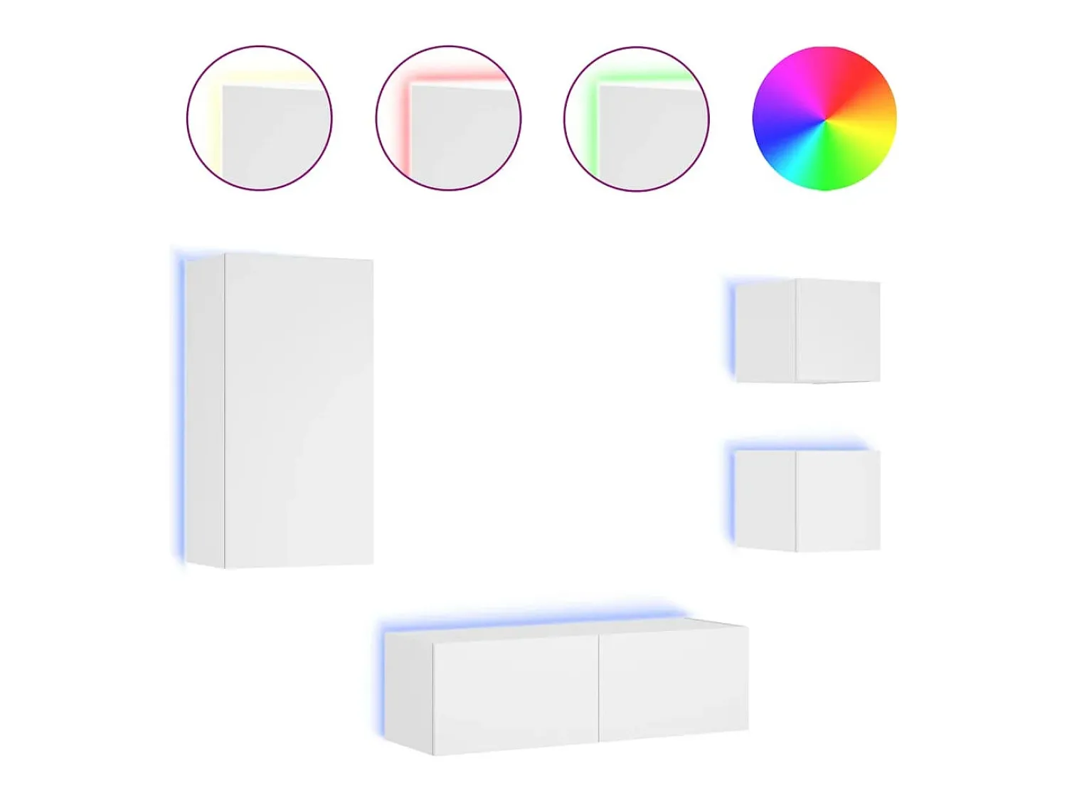 4 pcs móveis de parede para TV com luzes LED PT690198^ Móvel De Tv