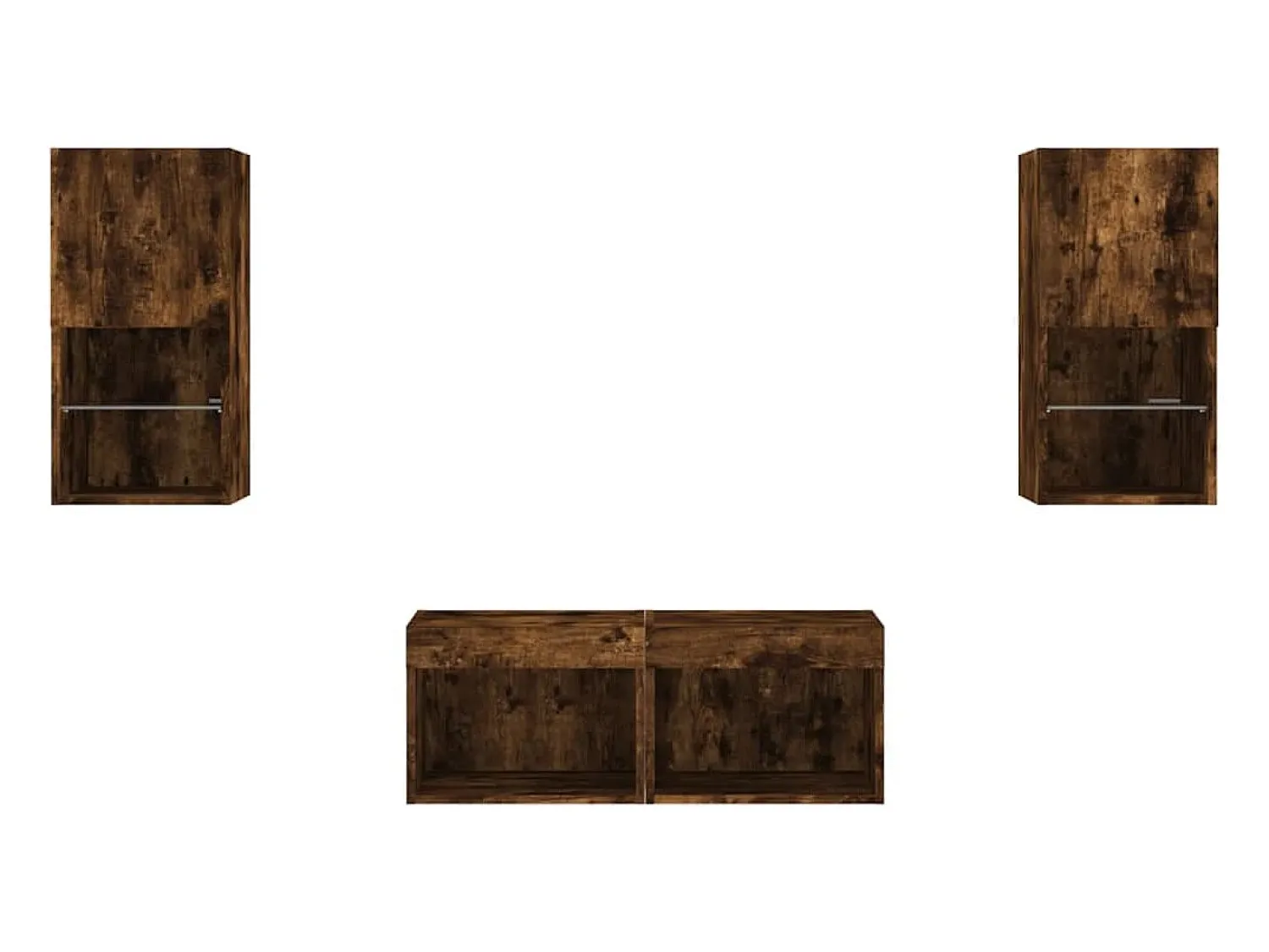 Móvel De Tv|vidaxl 4 pcs móveis de parede para TV com luzes LED carvalho fumado Natural escuro