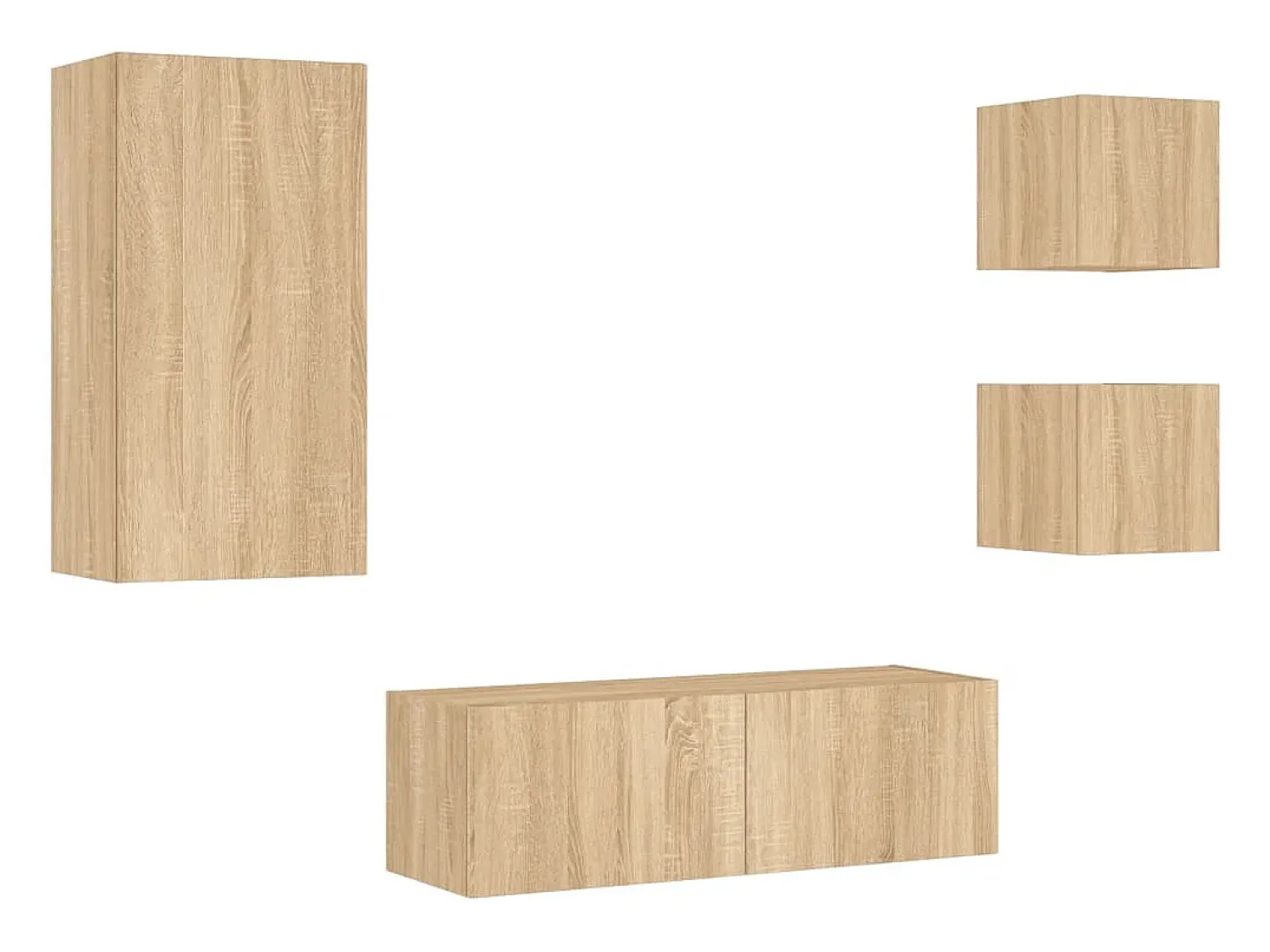 Outlet 4 pcs móveis de parede para TV com luzes LED carvalho sonoma PT261673 Castanho