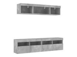 vidaxl 5 pcs móveis parede p/ TV c/ LEDs deriv. madeira cinza cimento^ Móvel De Tv