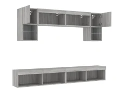 Móvel De Tv|vidaxl 6 pcs móveis parede p/ TV c/ LEDs deriv. madeira cinza sonoma Cinzento