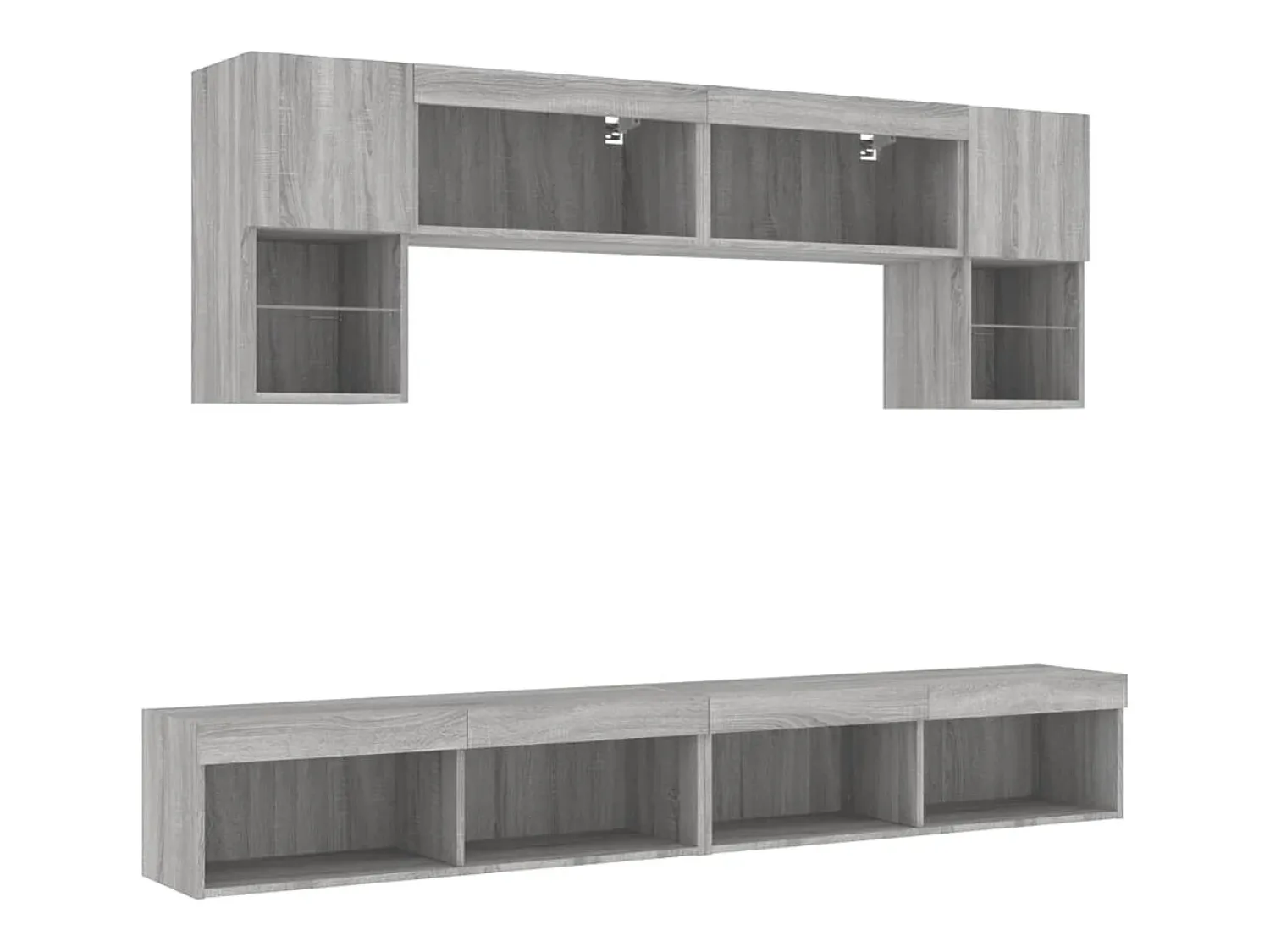 Móvel De Tv|vidaxl 6 pcs móveis parede p/ TV c/ LEDs deriv. madeira cinza sonoma Cinzento