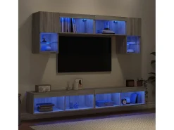 Móvel De Tv|vidaxl 6 pcs móveis parede p/ TV c/ LEDs deriv. madeira cinza sonoma Cinzento