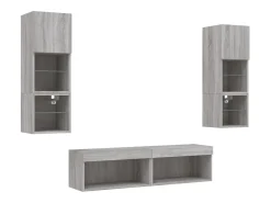 Móvel De Tv*vidaxl 6 pcs móveis parede p/ TV c/ LEDs deriv. madeira cinza sonoma Cinzento