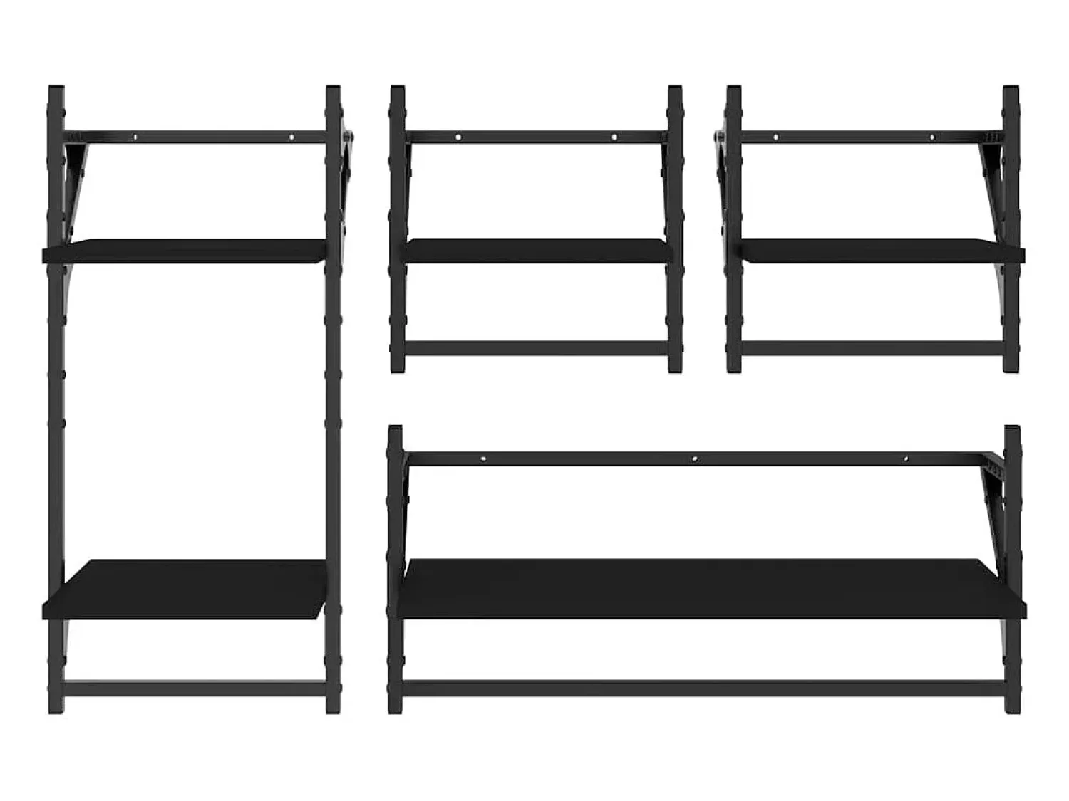 Prateleira* 4 pcs prateleiras de parede derivados de madeira PT695614 Preto