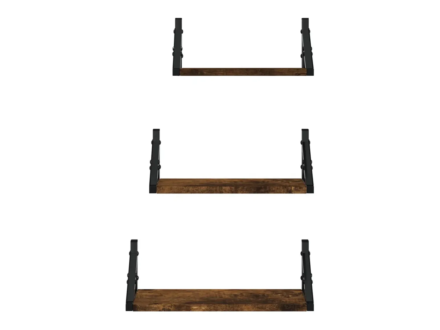 3 pcs prateleiras parede derivados de madeira carvalho fumado PT769265^ Prateleira