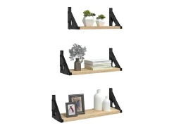 3 pcs prateleiras parede derivados de madeira carvalho sonoma PT969442^ Prateleira
